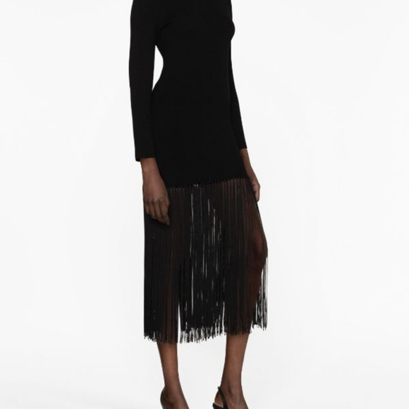 SANDRO fringed knit maxi  dress - Picture 3 of 5